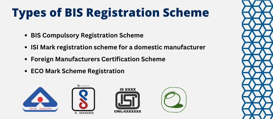 Get To Know About the Types of BIS Registration Schemes like BIS Compulsory Registration,ISI Mark registration scheme for domestic manufacturers,Foreign Manufacturers Certification Scheme & ECO Mark Scheme Registration - By Brand Liaison
